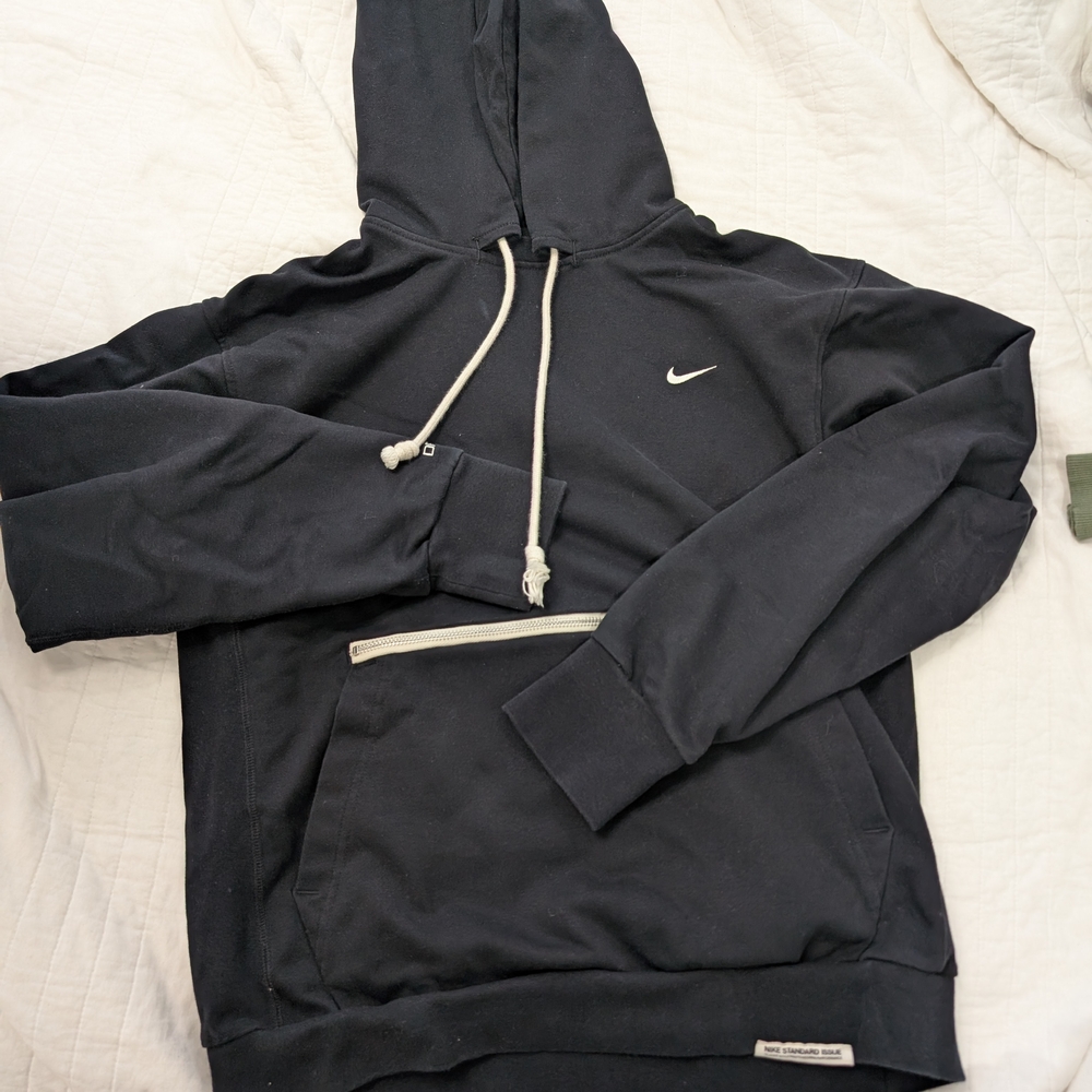Nike Black Hoodie with White Drawstring